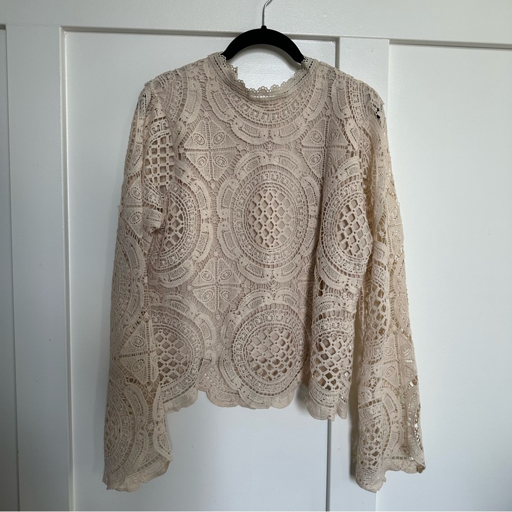 Ultra Pink Crocheted-Lace Top